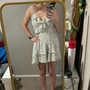 Polka dot cream romper